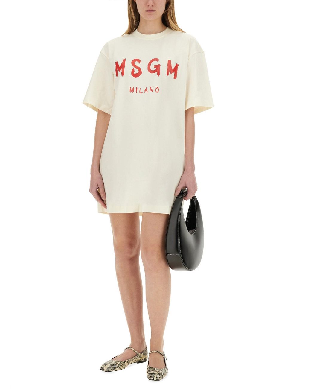 Abito Corto Con Logo di MSGM in White