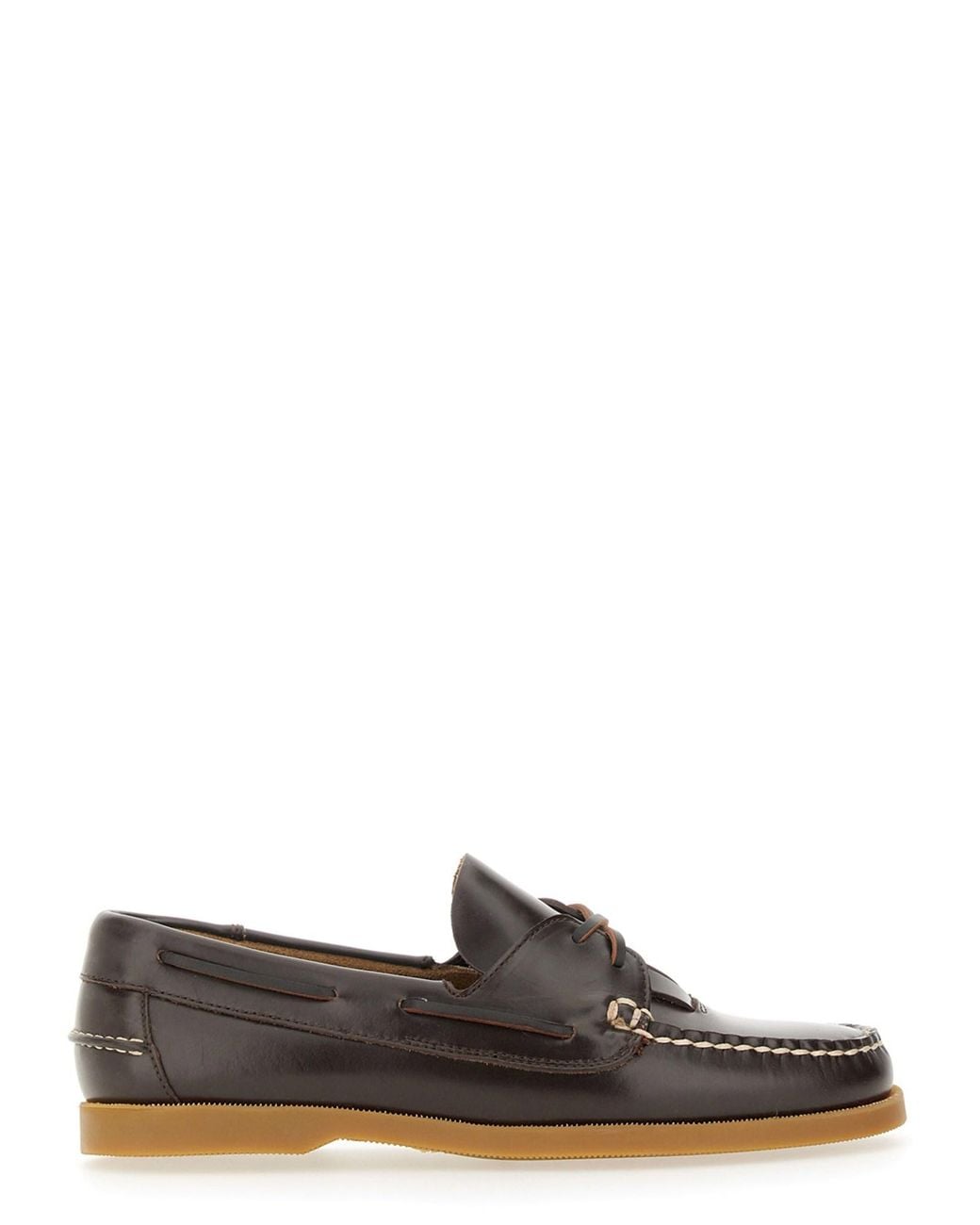 Hereu Brown Calf Leather Boat Moccasins