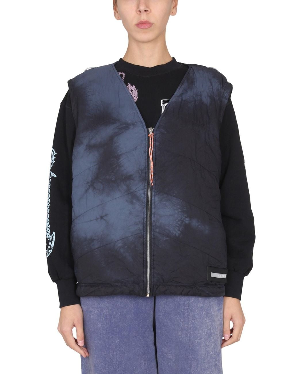 Aries Blue Tie Dye Pattern V-neck Vest