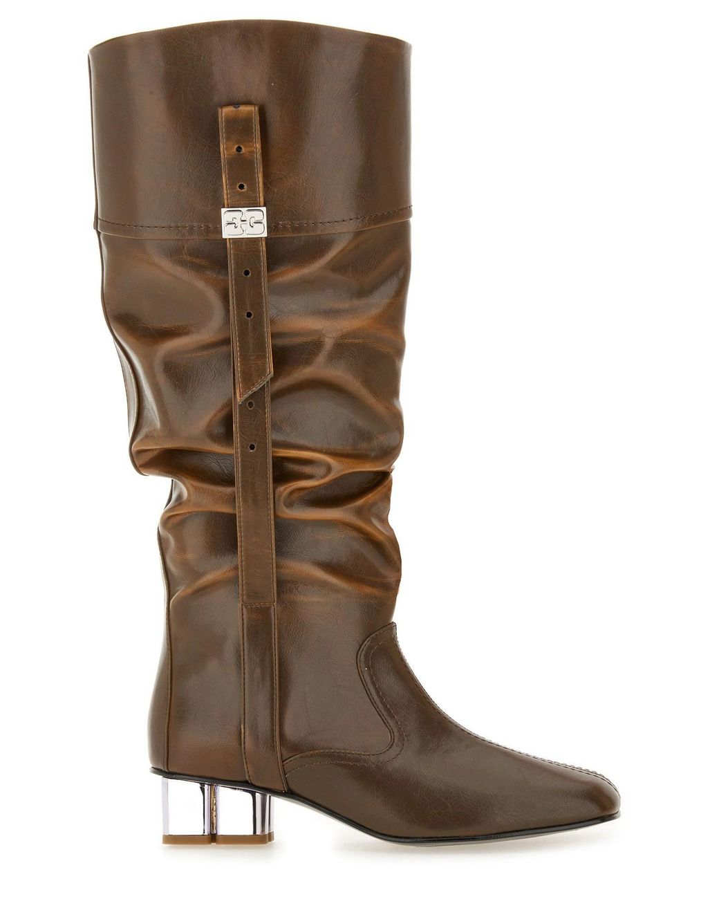 Ganni Brown Slouchy Boot Butterfly Oleatex (Bio Pu
