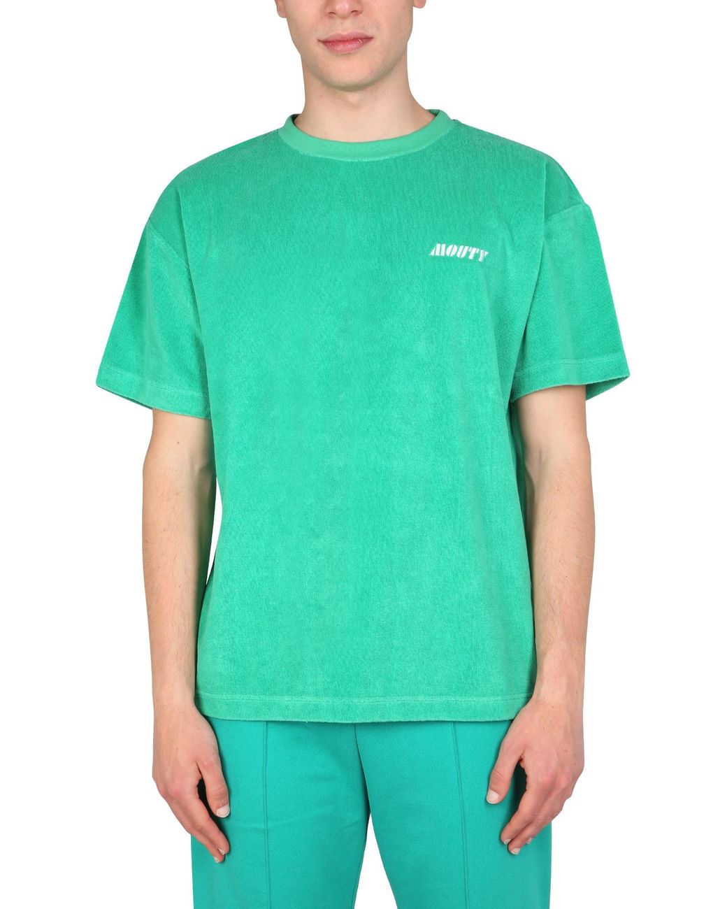 MOUTY Green "terry" Cotton Blend T-shirt for men