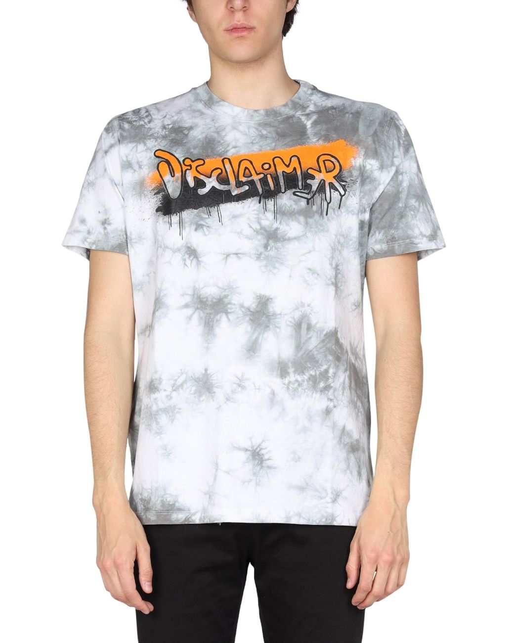DISCLAIMER White Logo Print T-shirt for men