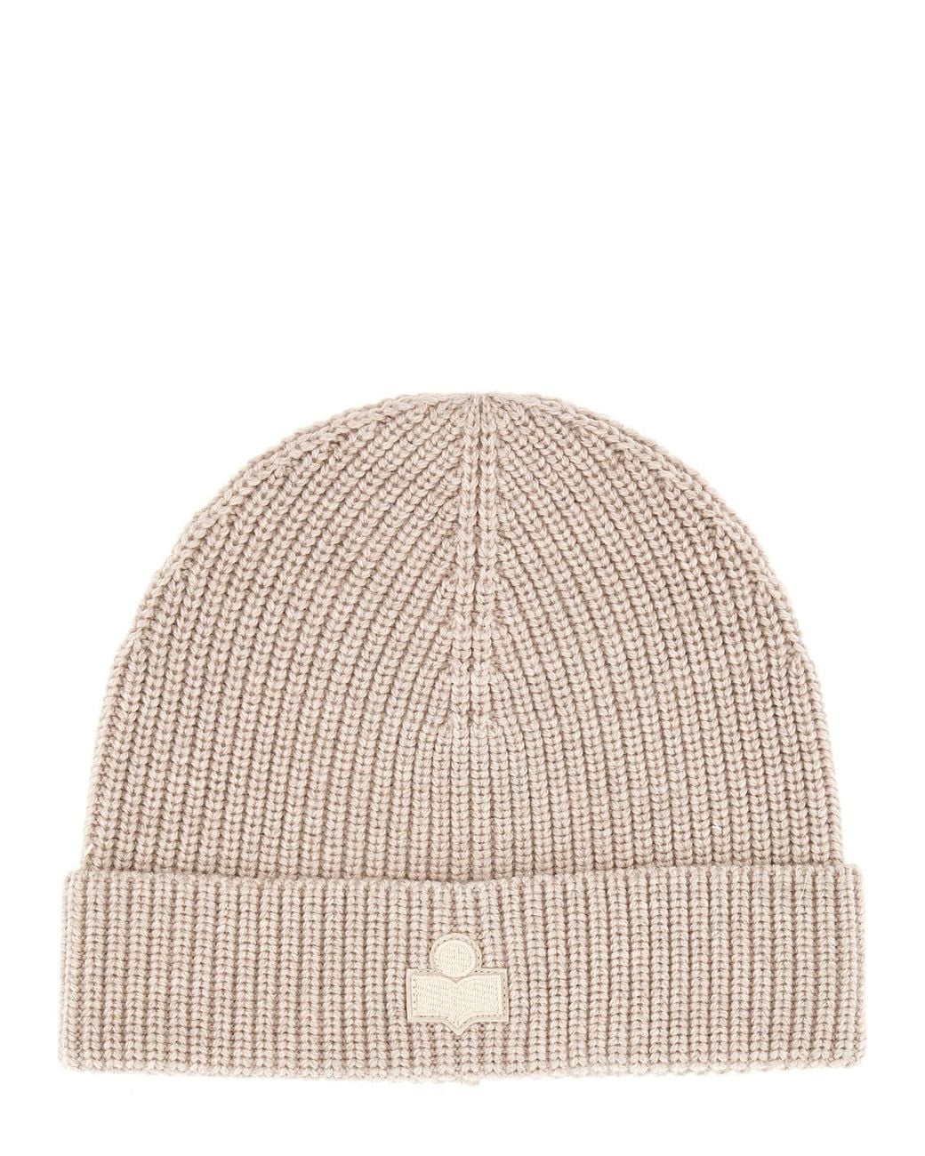 Isabel Marant Natural Wool Hat With Logo Patch