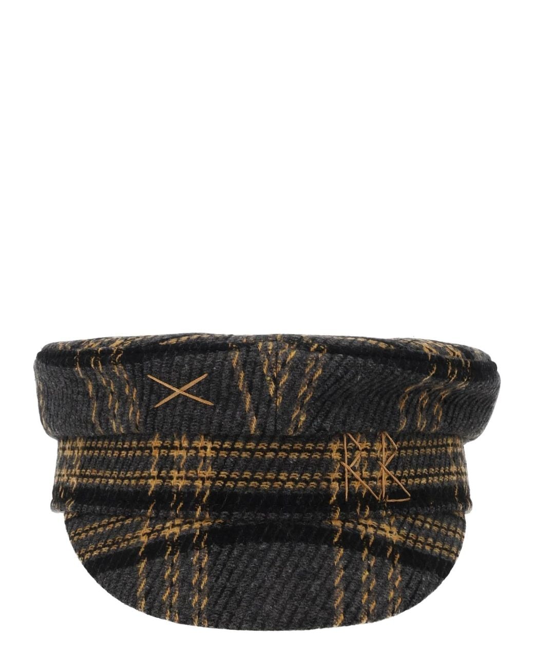 Ruslan Baginskiy Black Cappello Baker Boy Con Motivo Check