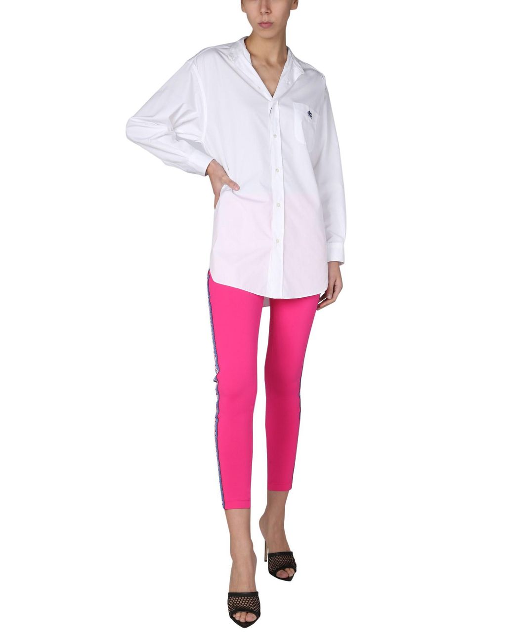 LEGGINGS LOGATI CON BANDA LATERALE di Etro in Pink