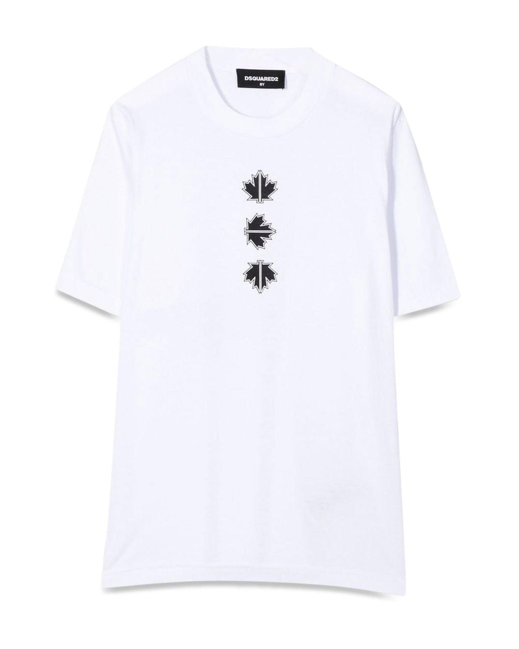 DSquared² White T-Shirt Logo On The Back And Front Leaves