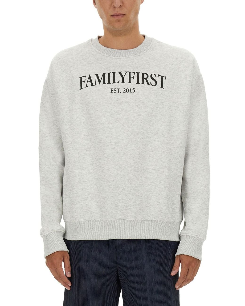 FAMILY FIRST Gray Sweatshirt With Logo for men