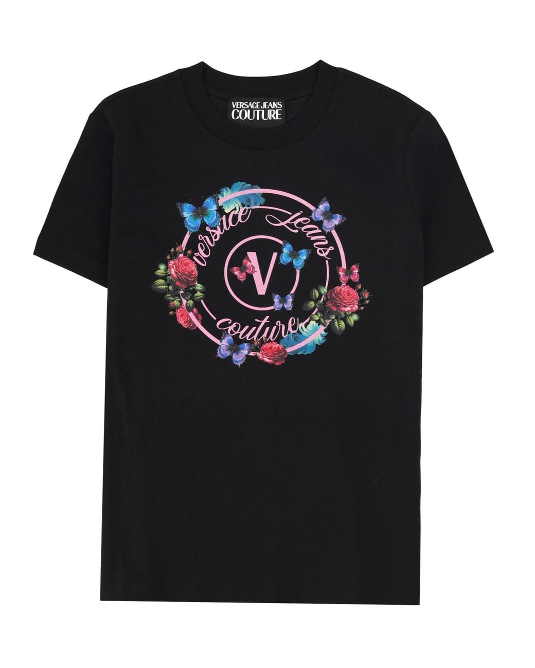 Versace Jeans Couture Black T-Shirt Con Emblema "Butterfly"