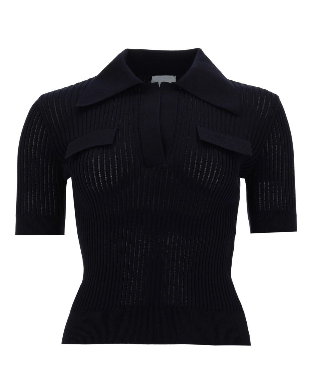 Patou Black Embroidered Cotton Polo Shirt