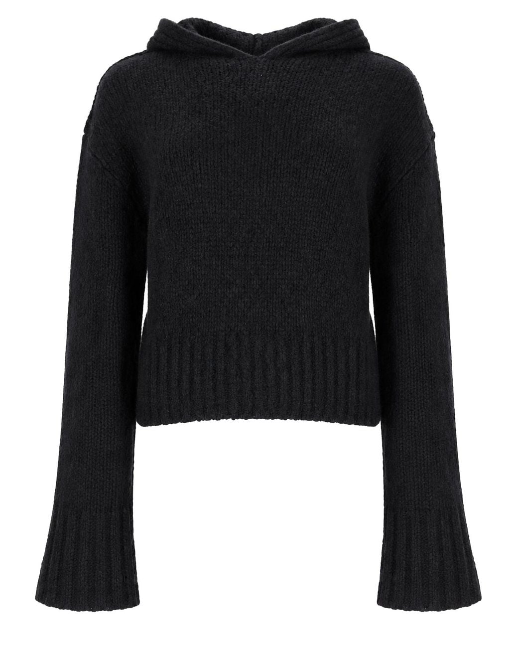 Rick Owens Black Maglia Cropped Con Cappuccio