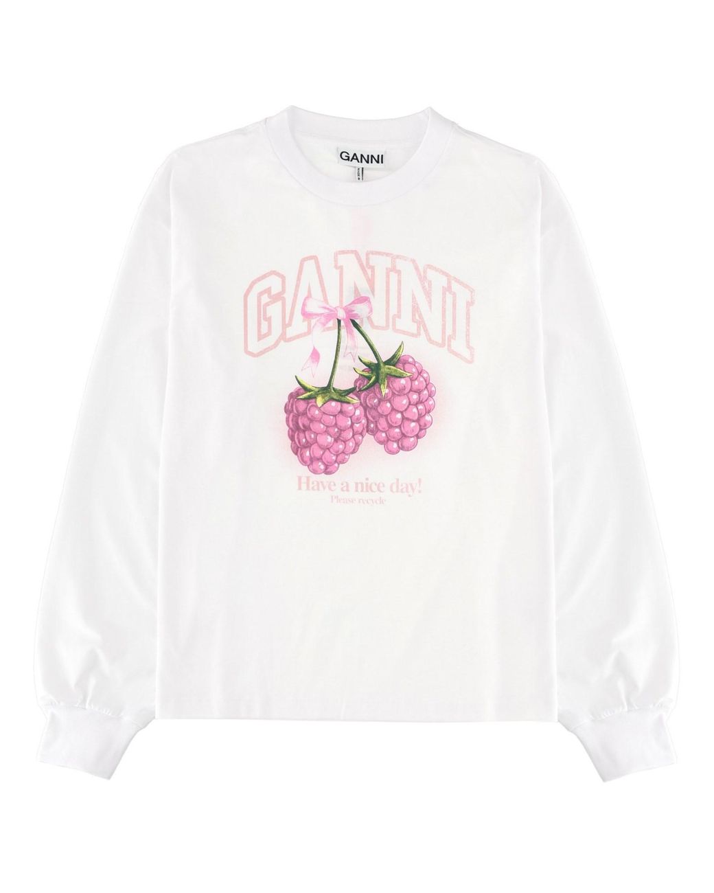Ganni White Oversized Organic Cotton Long-Sleeve T-Shirt