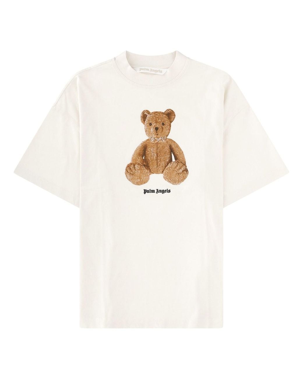 Palm Angels White T-Shirt Bear Cotton T-Shirts