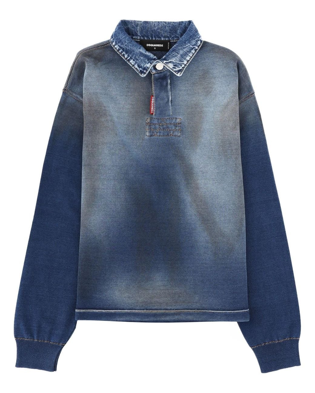 DSquared² Blue Polo Shirt With Denim Effect Cotton for men