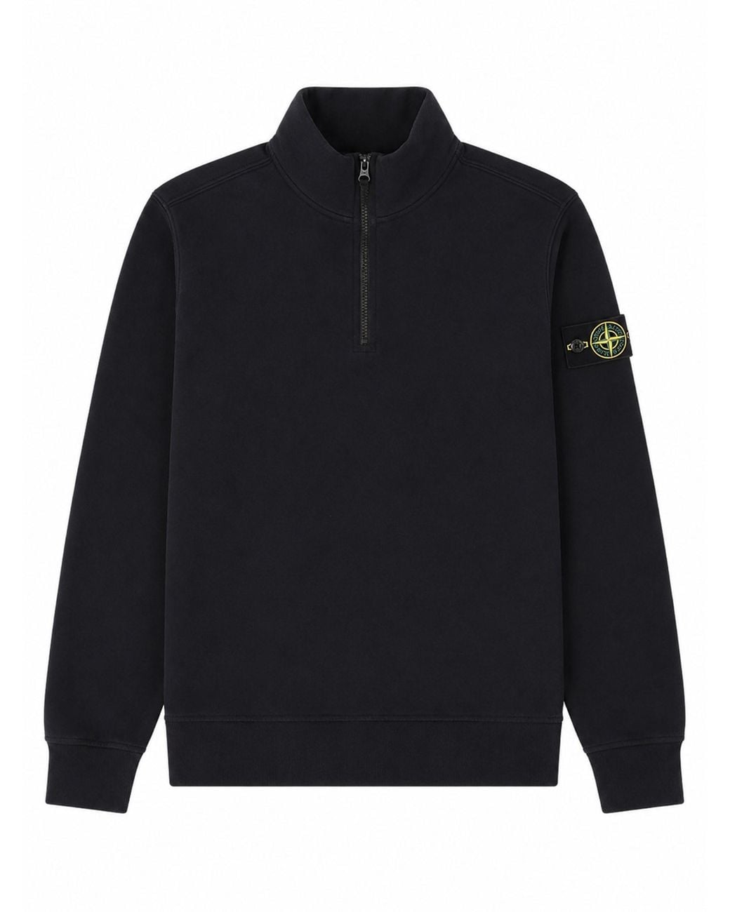 Stone Island Blue Felpa A Mezza Zip Con Patch Logo