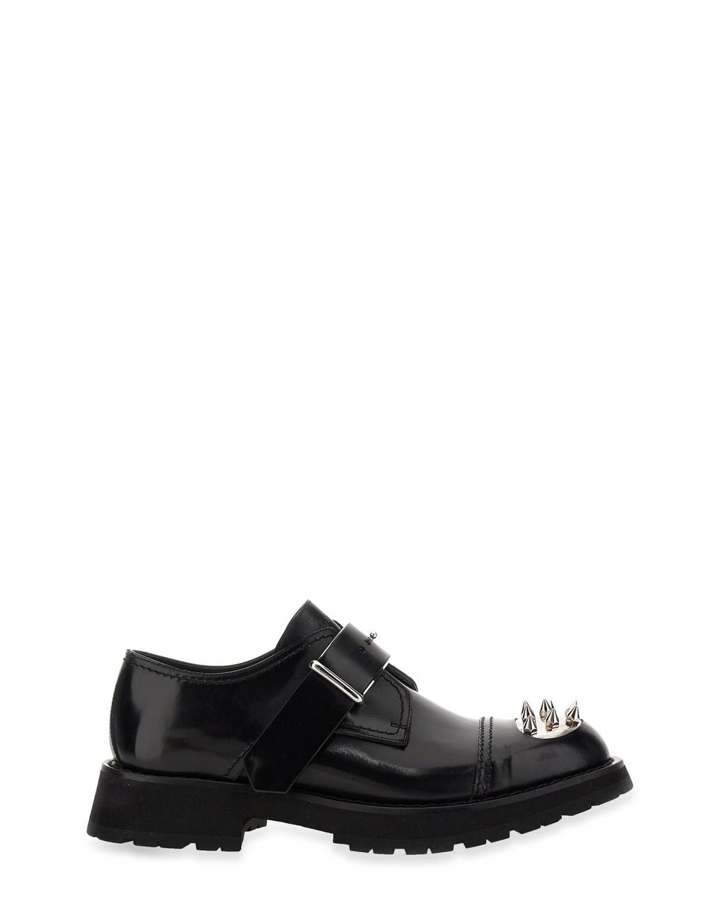 McQueen Black Studded Derby Shoes for men