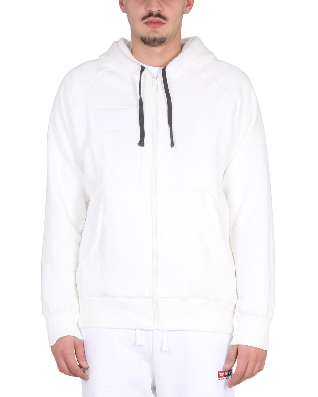 DIESEL White Hooded Sweatshirt With Relaxed Fit for men