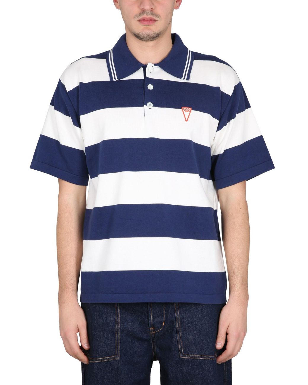 KENZO Blue Nautical Stripes Polo Shirt for men