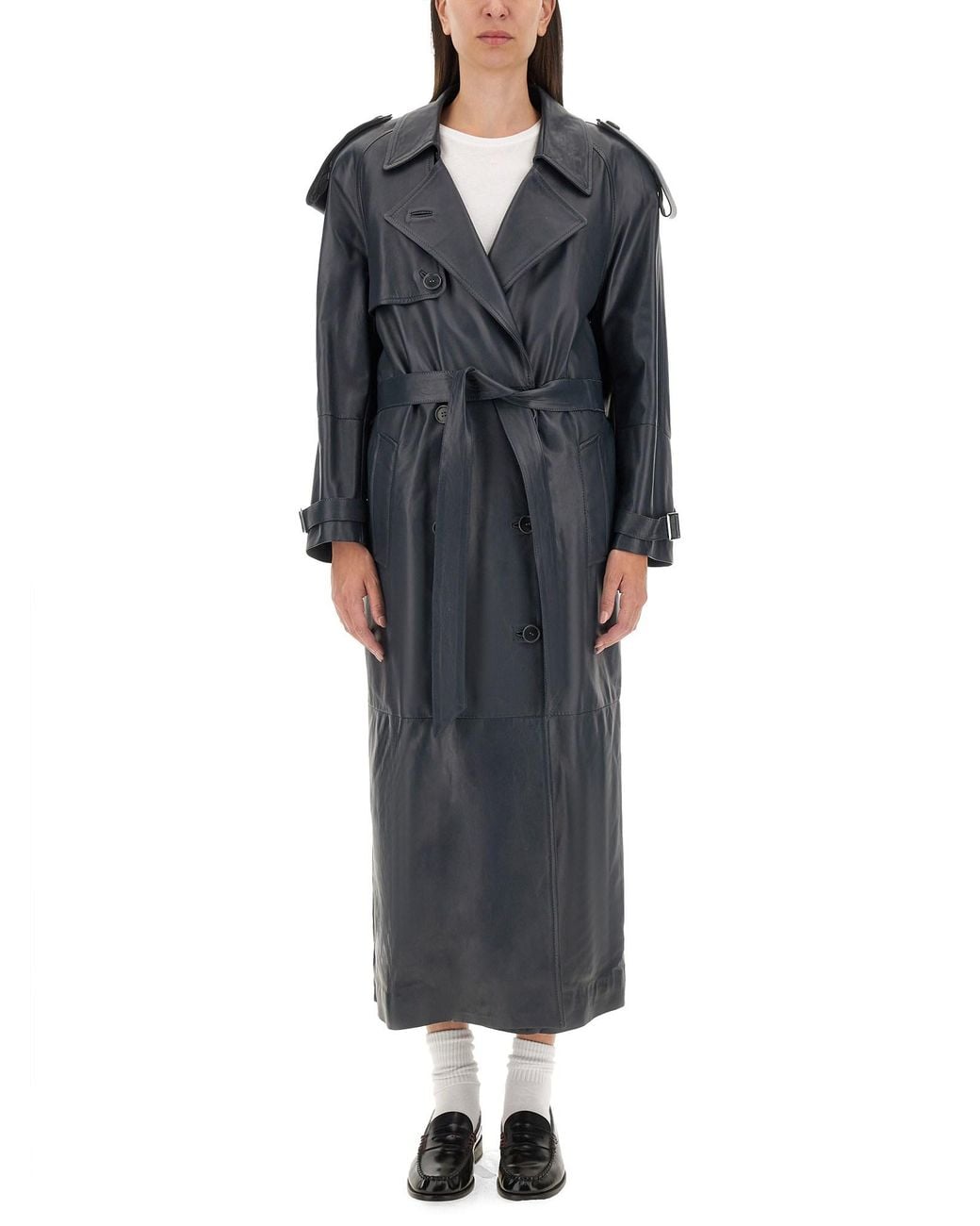 Salvatore Santoro Black Leather Trench Coat