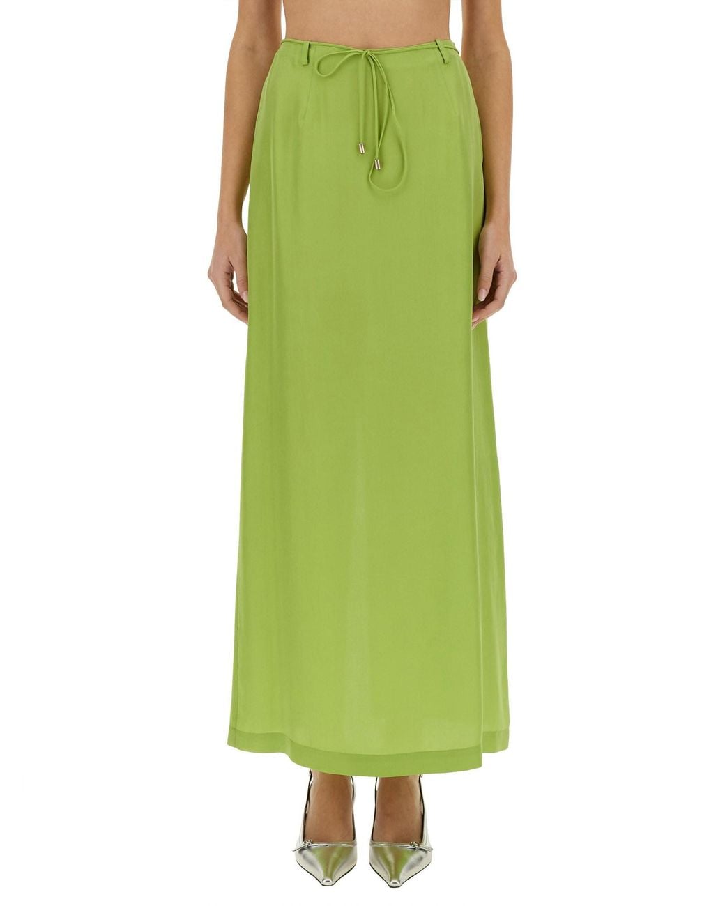 Alysi Green Long Silk Skirt