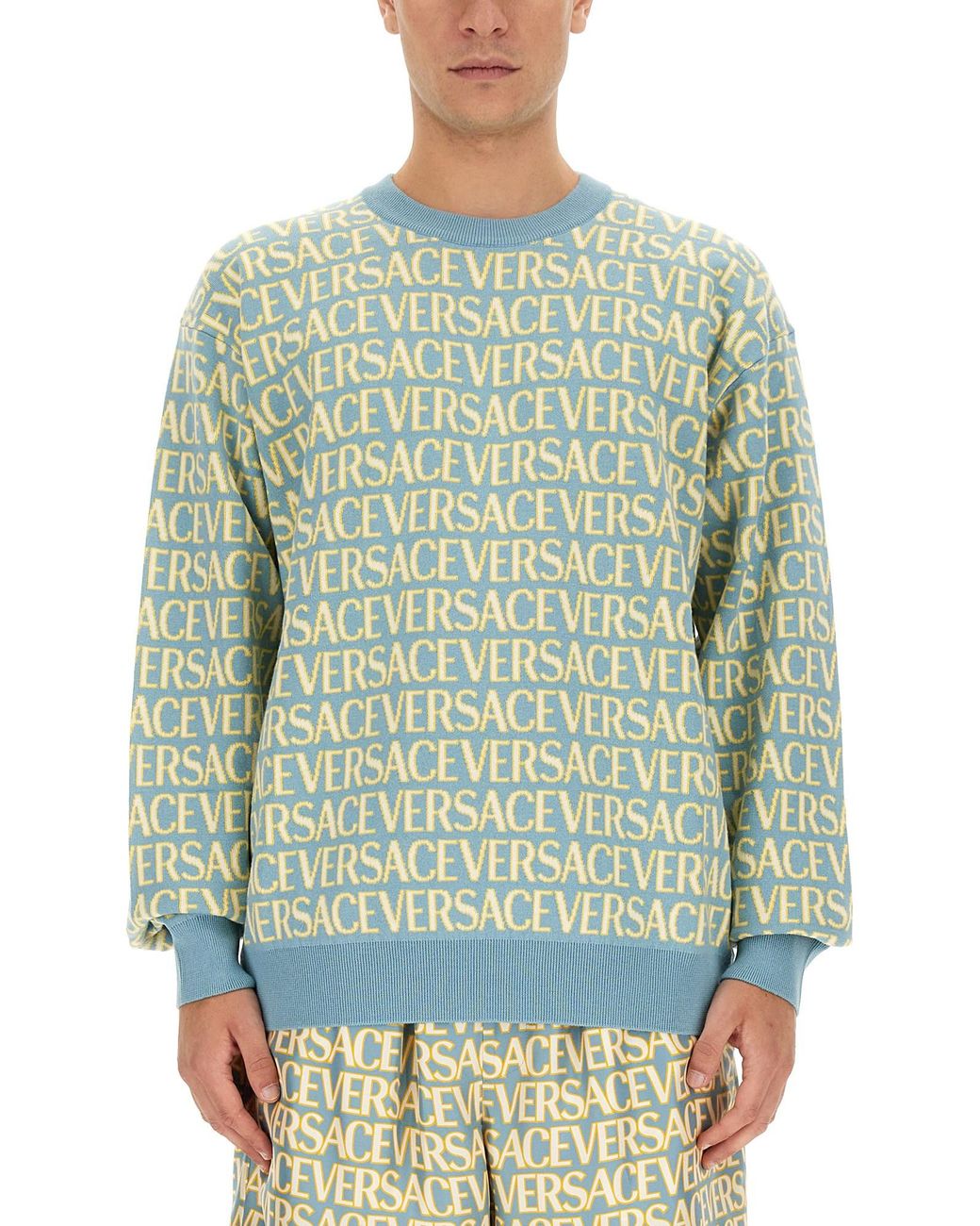 Versace Green Allover Logo Jersey for men