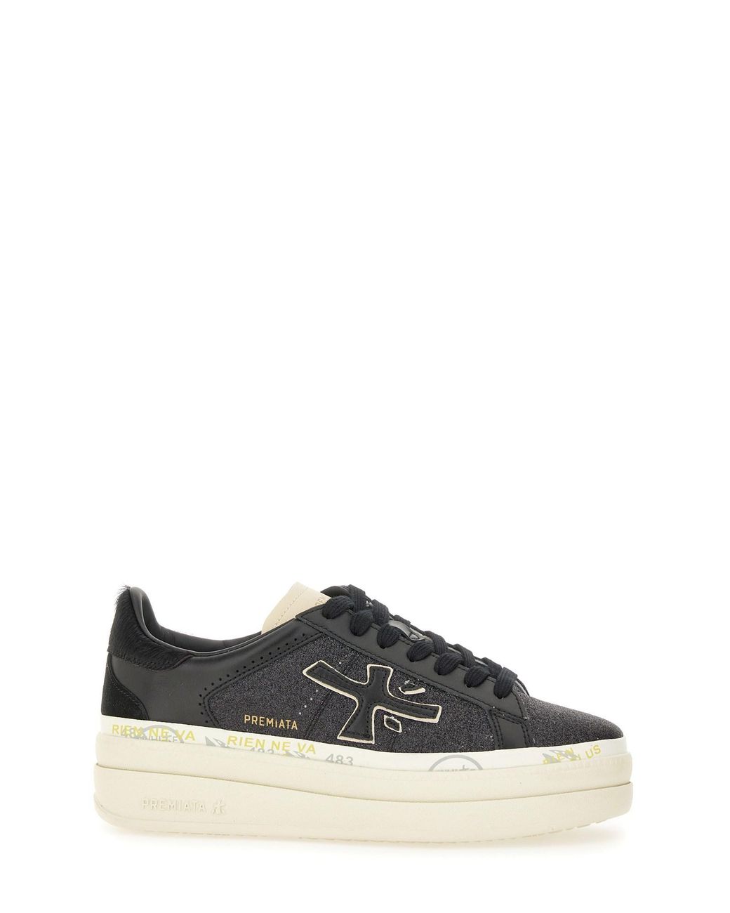 Premiata Black Logo Claudia Sneakers