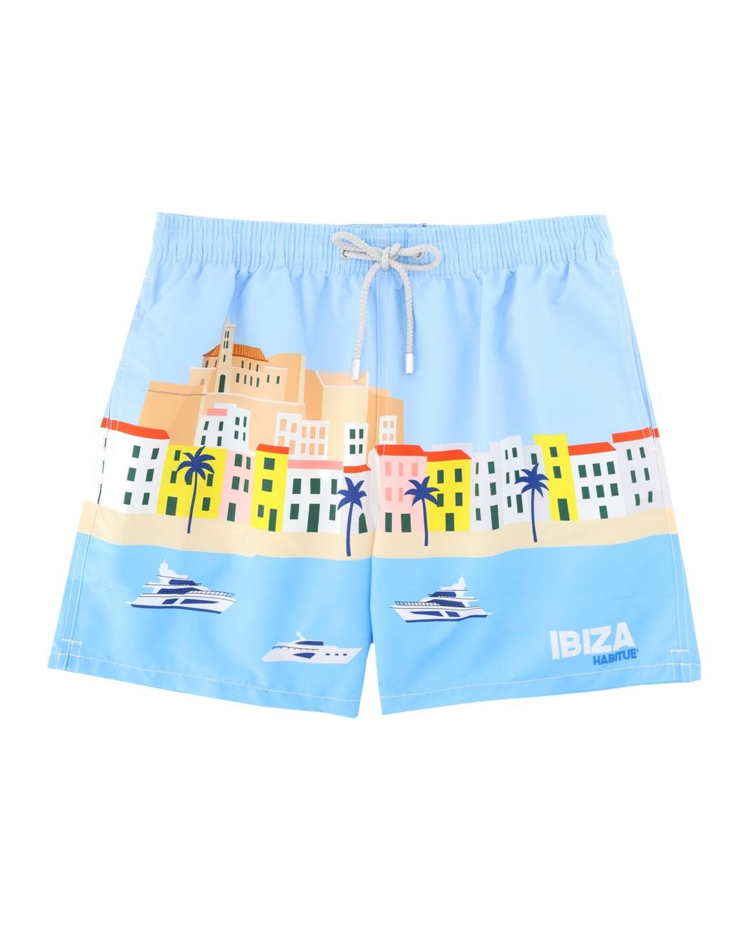 Mc2 Saint Barth Blue Light Coastal Cityscape Swim Shorts for men