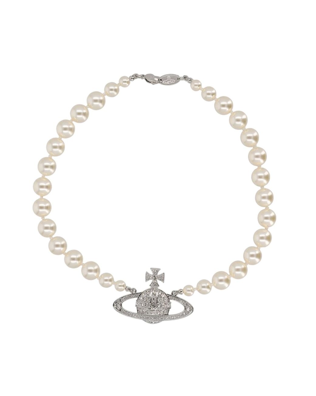 Vivienne Westwood White Collana Di Perle Con Orb
