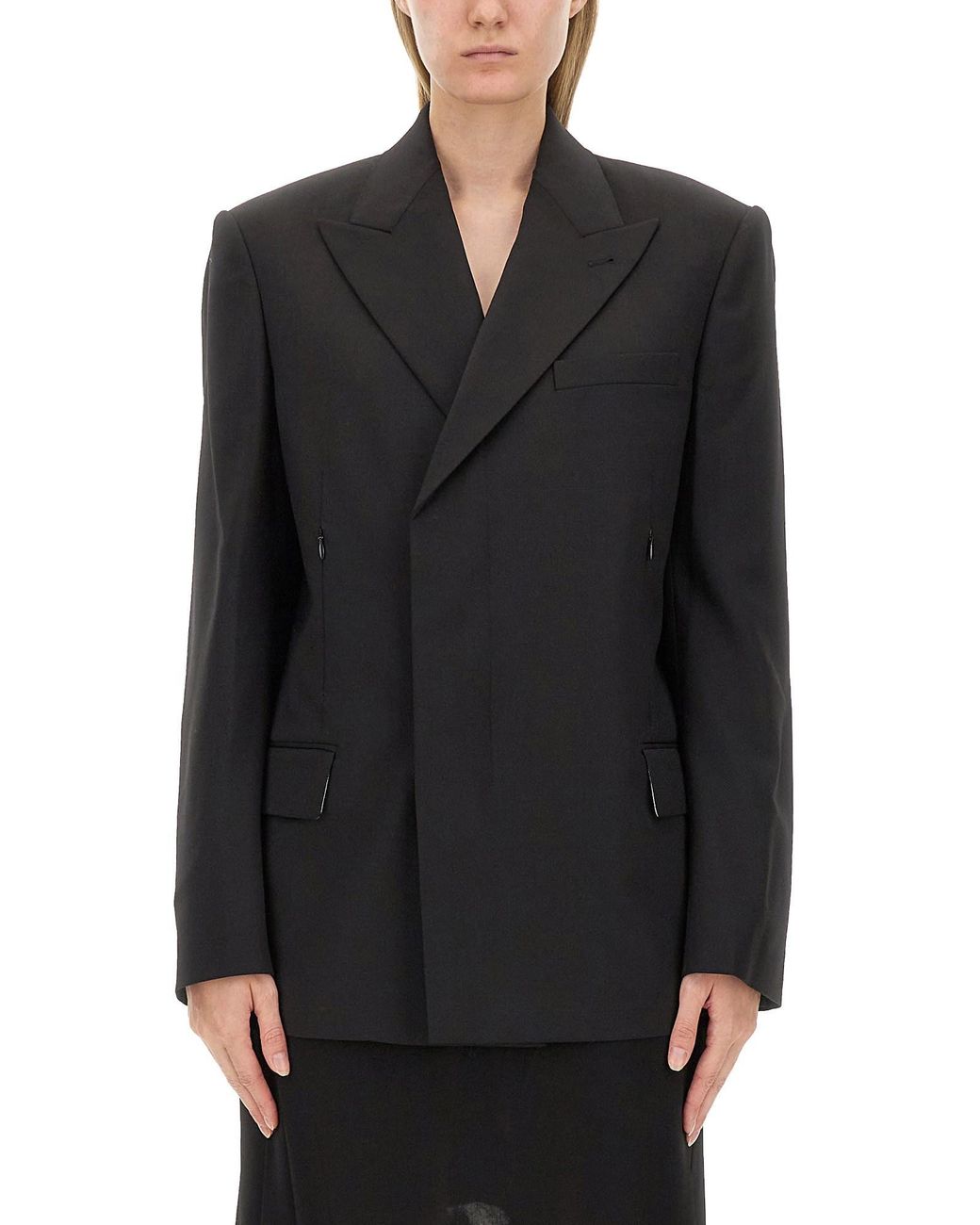 Helmut Lang Black Oversize Fit Double-Breasted Jacket