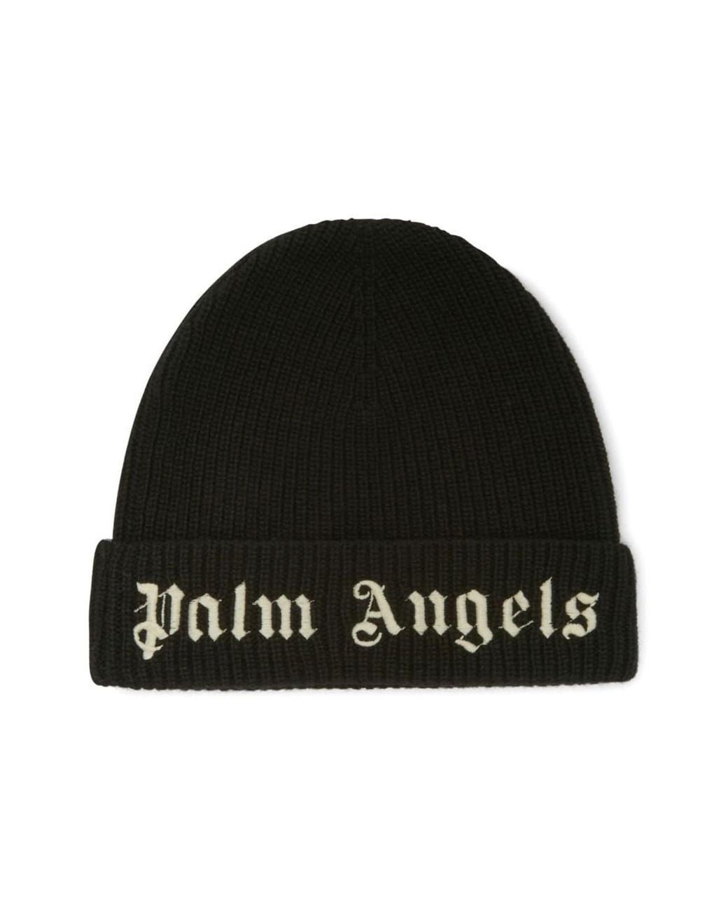 Palm Angels Black Beanie With Logo