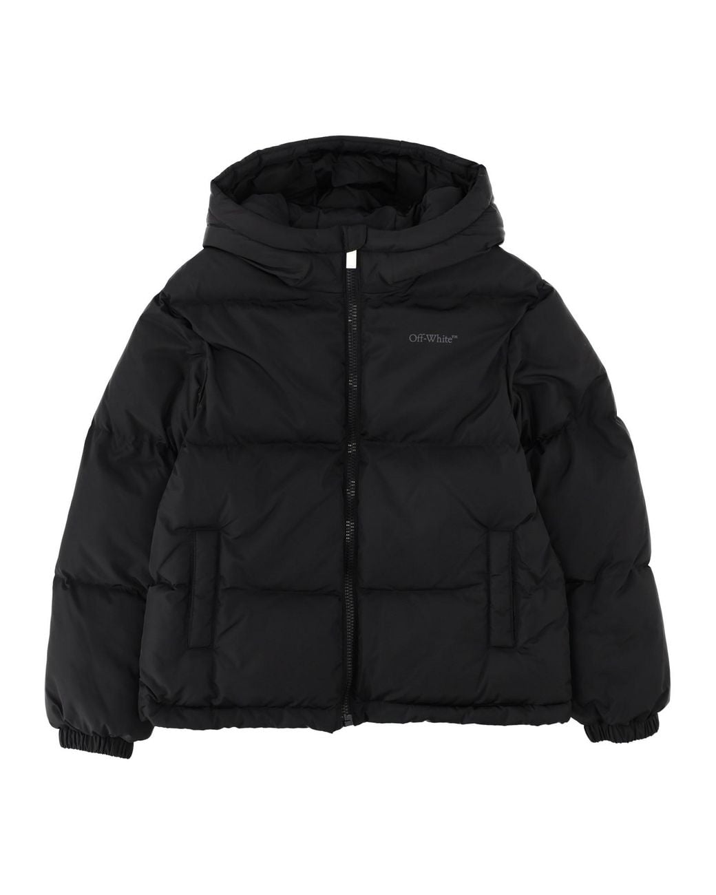 Off-White c/o Virgil Abloh Black Piumino Con Cappuccio E Logo Sul Retro