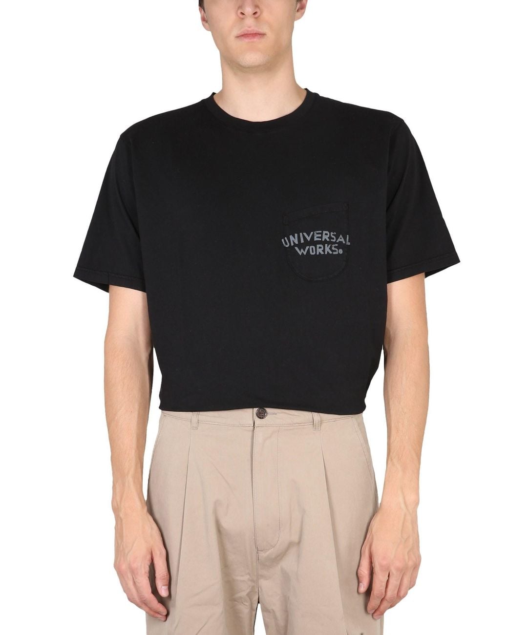 Universal Works Black Crewneck T-shirt for men