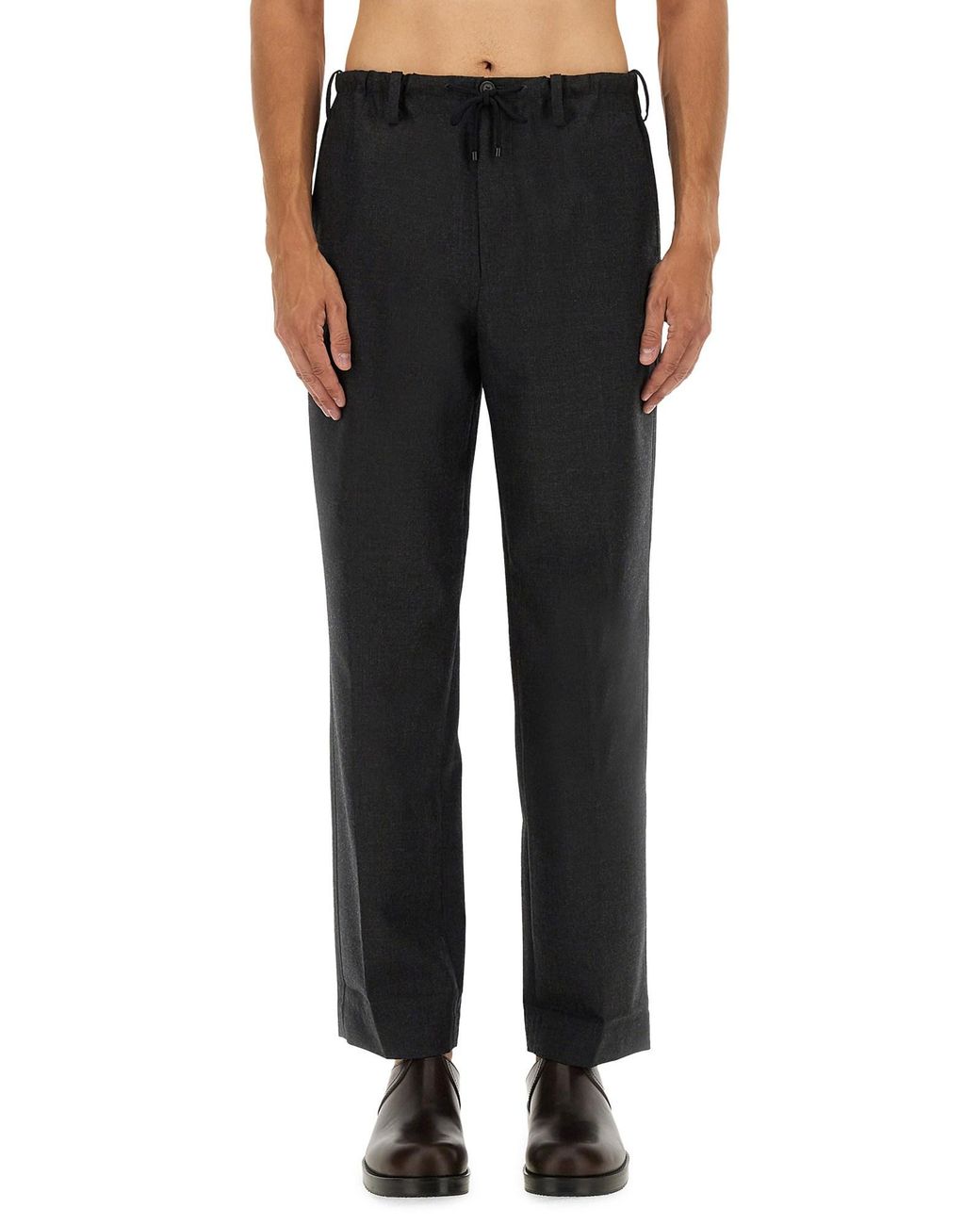Dries Van Noten Black Straight Wool Pants for men