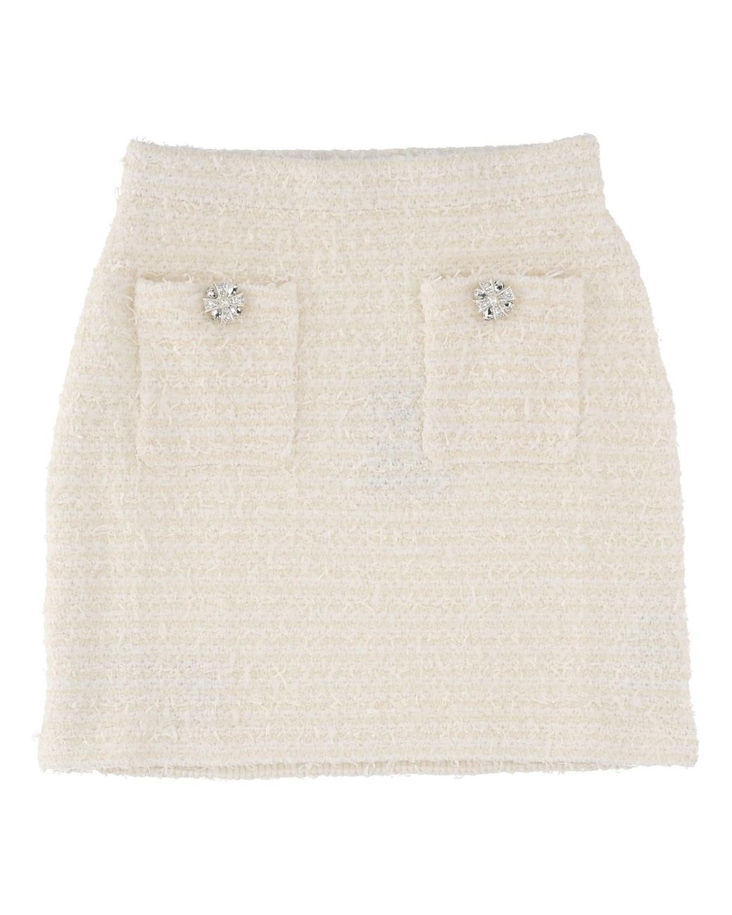 Self-Portrait Natural Bouclé Skirt