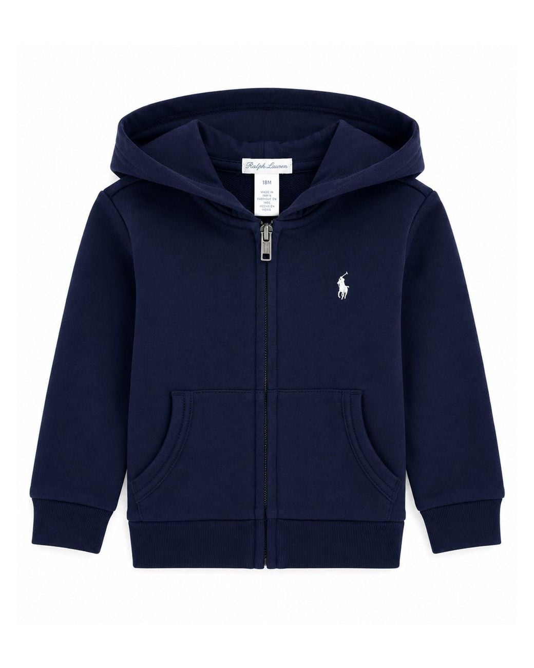 Polo Ralph Lauren Blue Felpa Baby Con Zip E Cappuccio