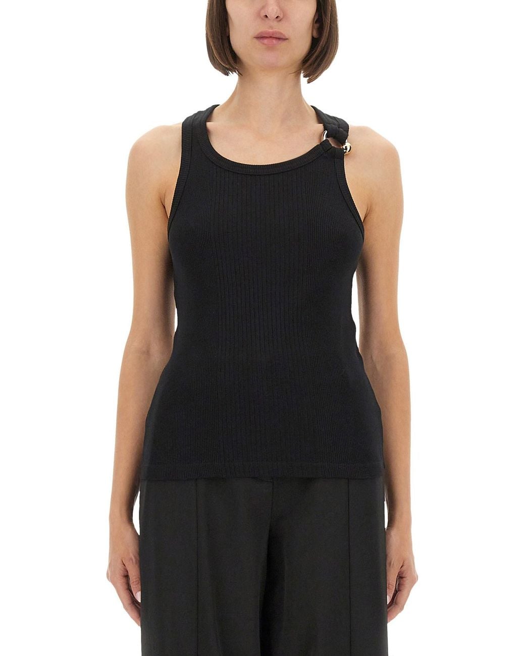Jean Paul Gaultier Black Tank Top With Piercing