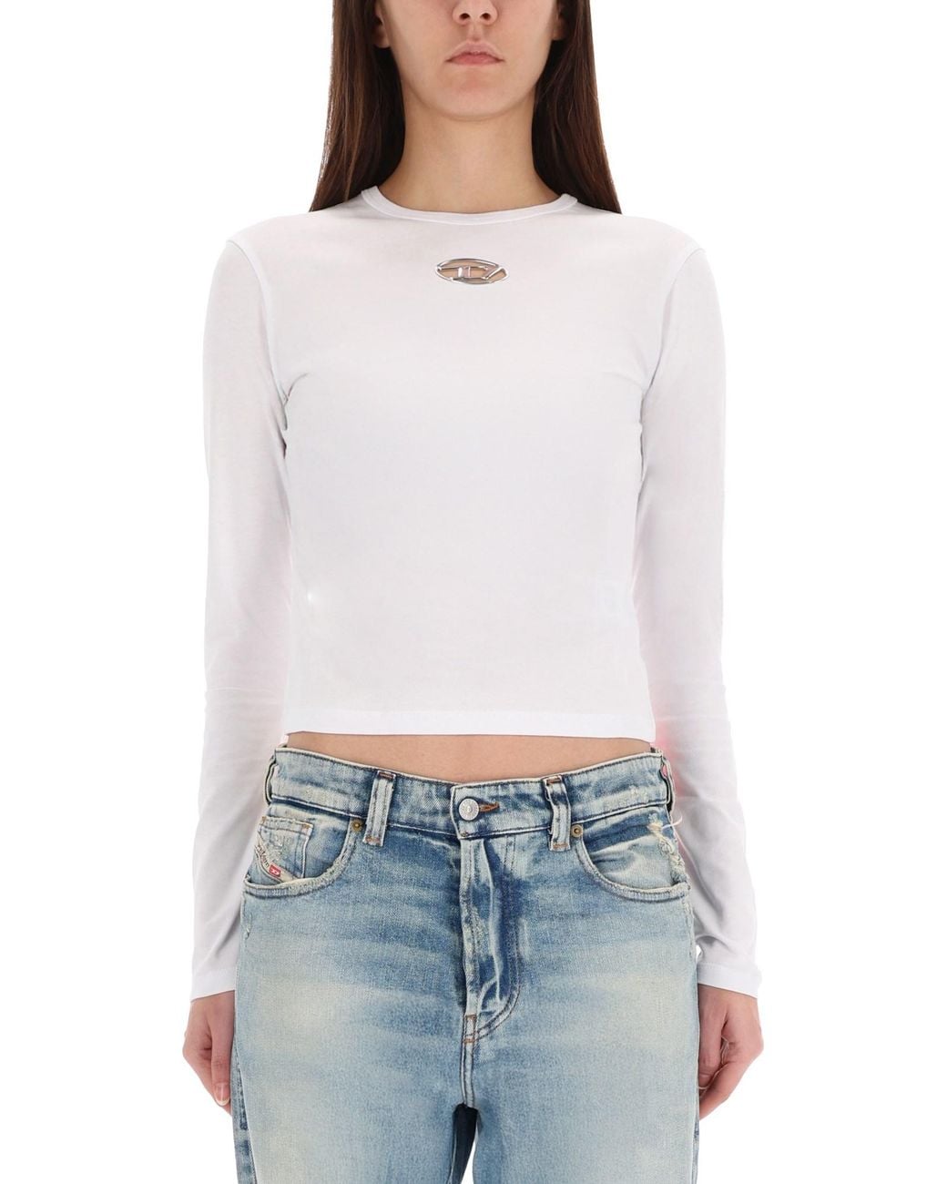 DIESEL White Tshirt Tuncutielonglsod