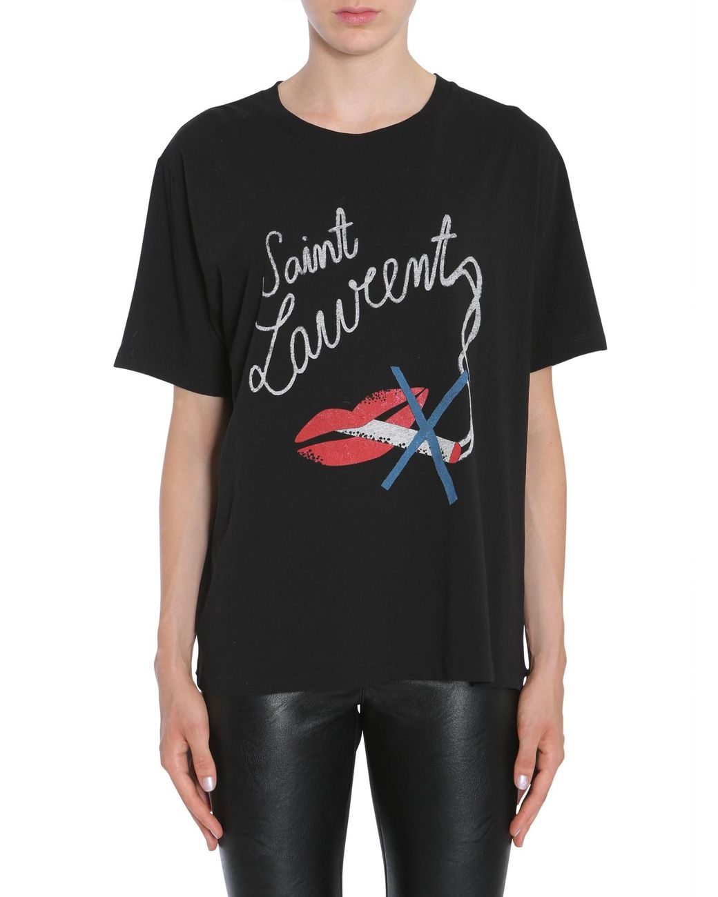 Saint Laurent No Smoking Cotton Jersey T-shirt in Black for Men | Lyst