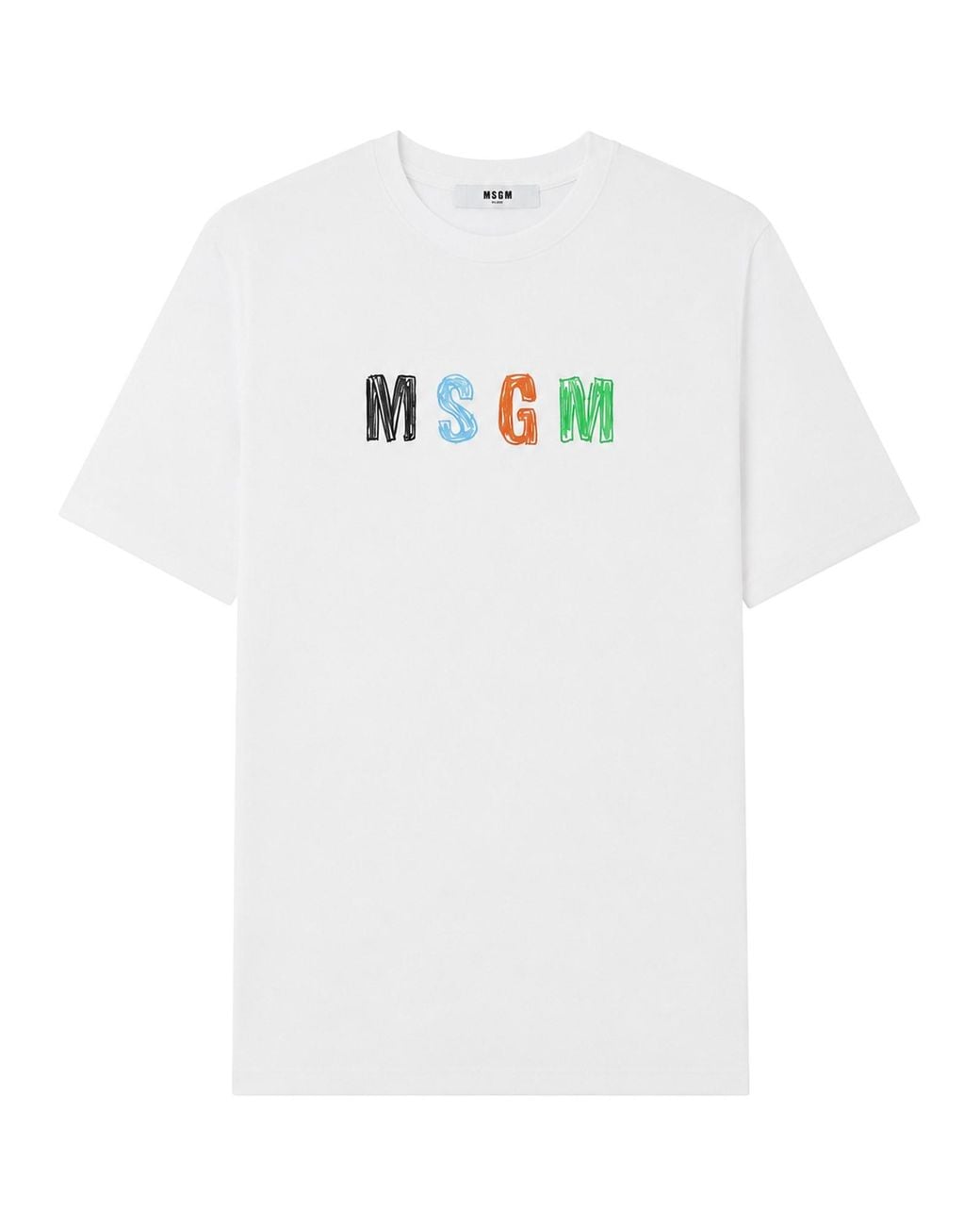 MSGM White T-Shirt Con Stampa Logo
