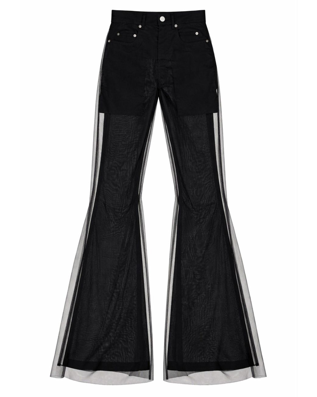 Rick Owens Black Sheer Wide-Leg Pants