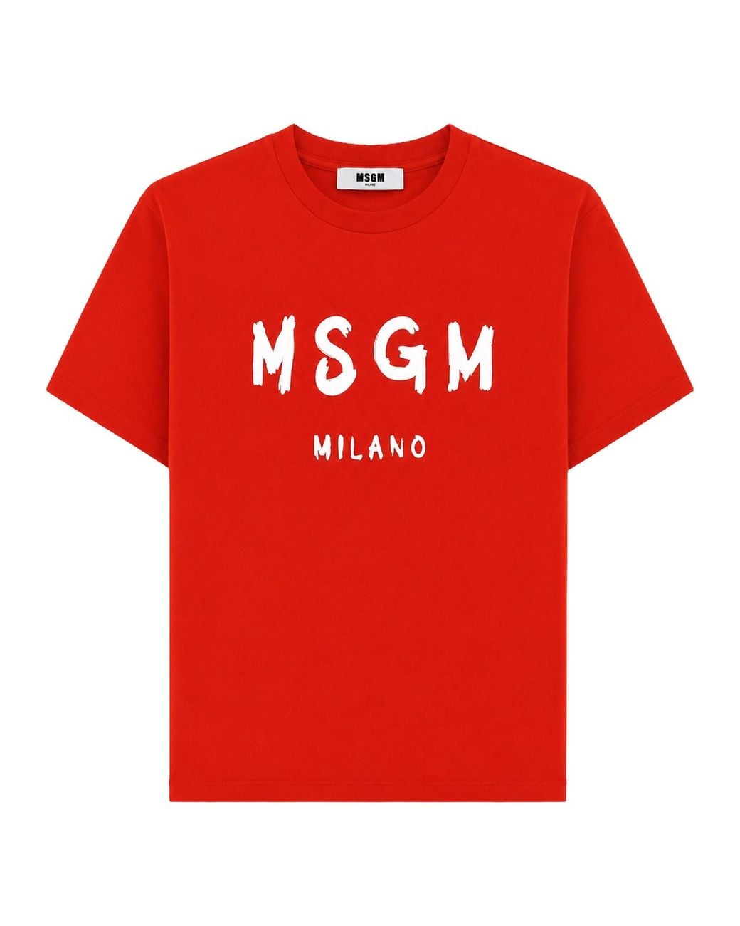 MSGM Red T-Shirt A Manica Corta Con Stampa Logo