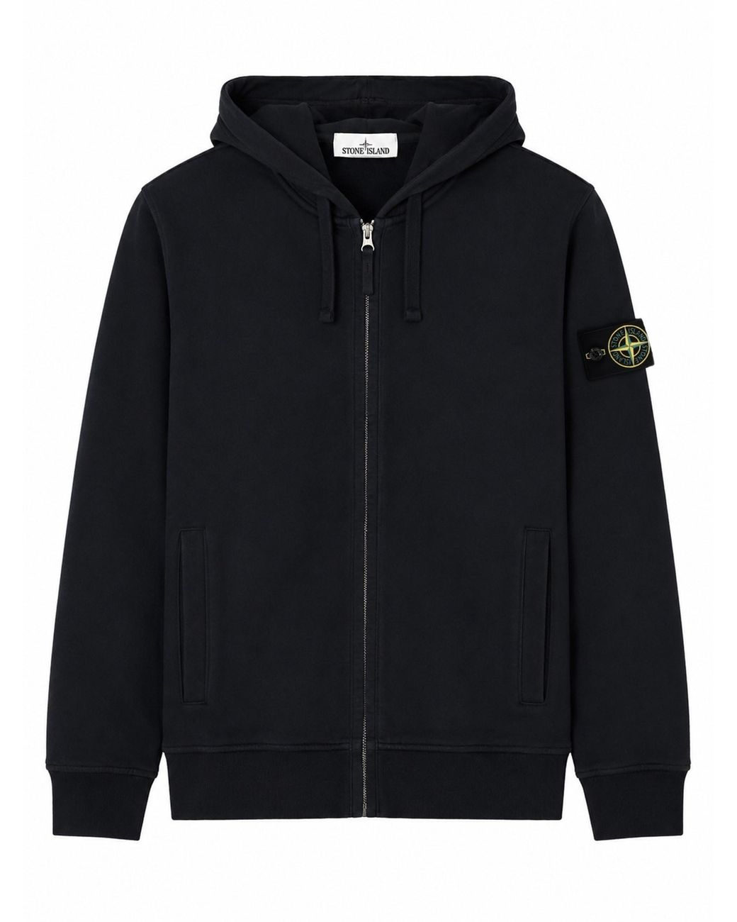 Stone Island Black Felpa Con Patch Logo E Zip for men