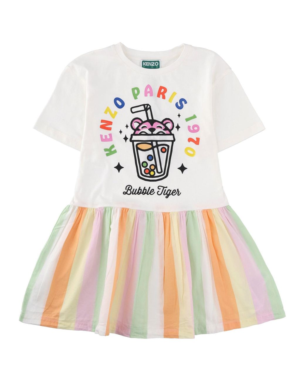 KENZO White Vestito "Bubble Tiger"