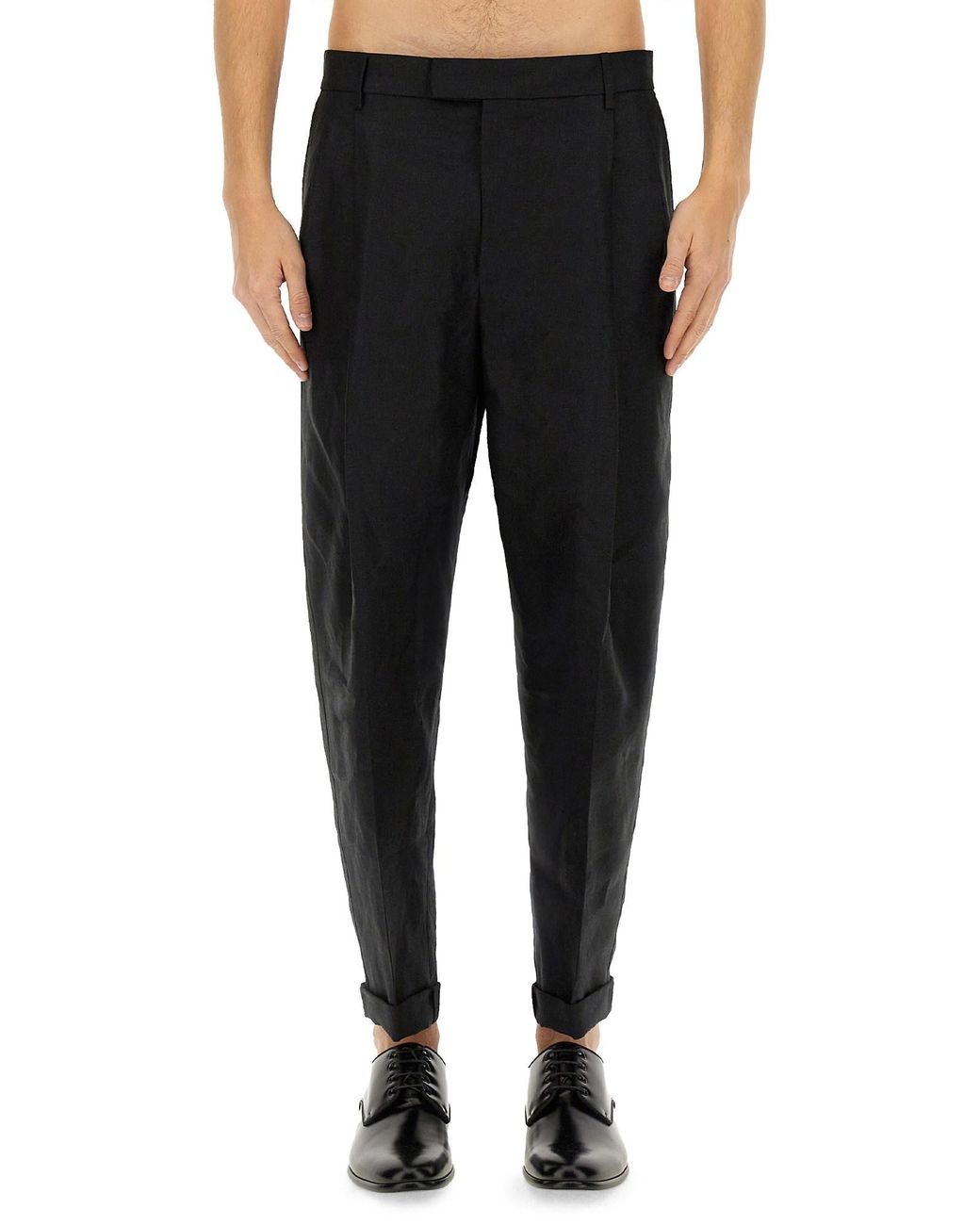 Dolce & Gabbana Black Linen Trousers For for men