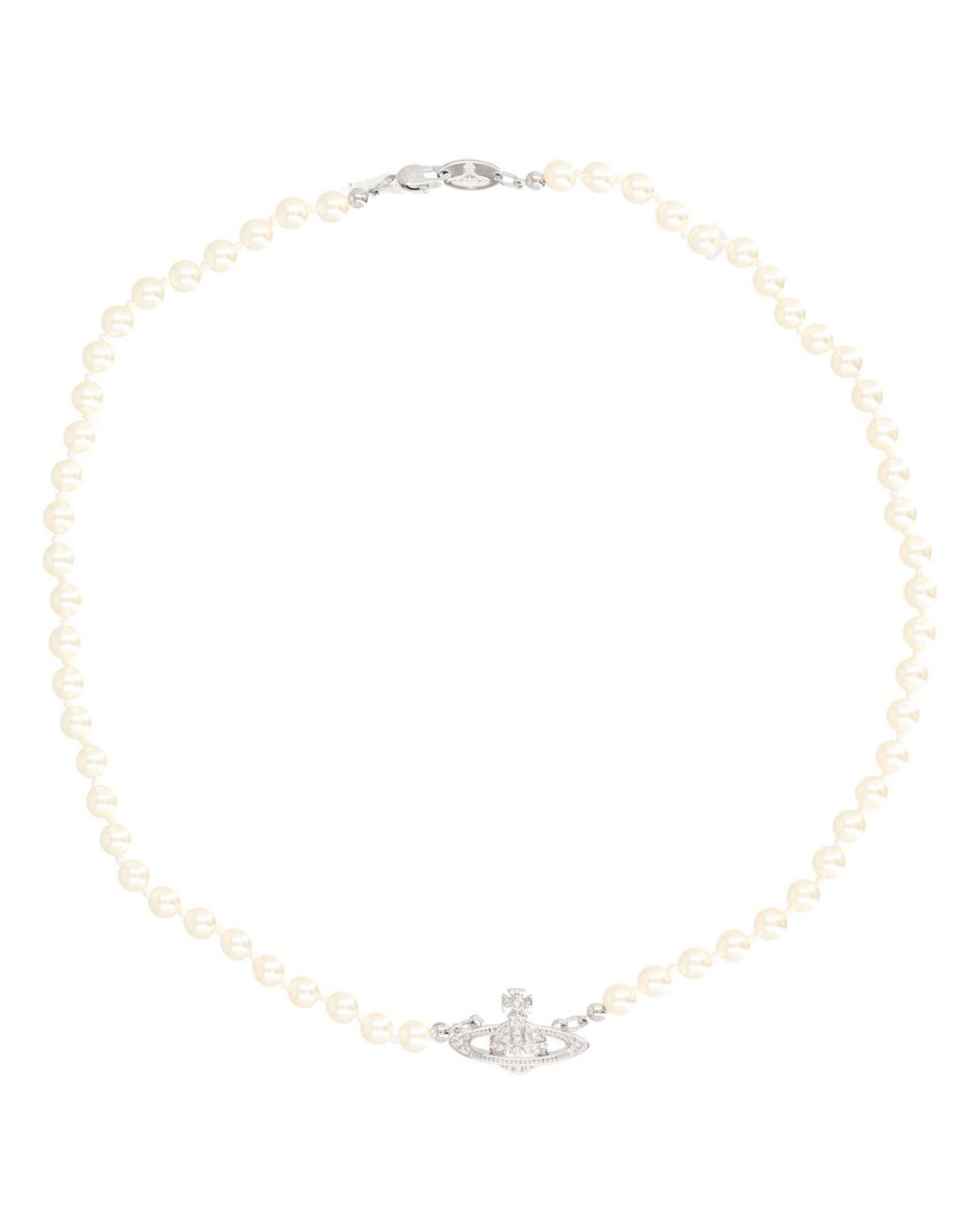 Vivienne Westwood White Collana Di Perle "Mini Bas Relief"