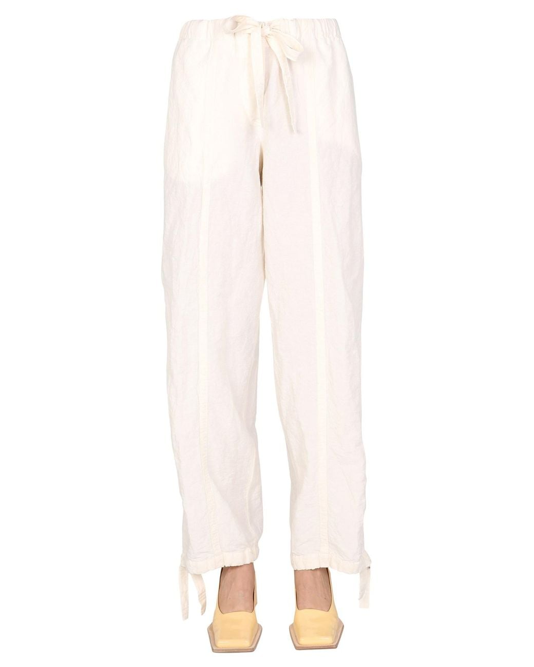 Jil Sander White Relaxed Fit Trousers With Drawstring Waist