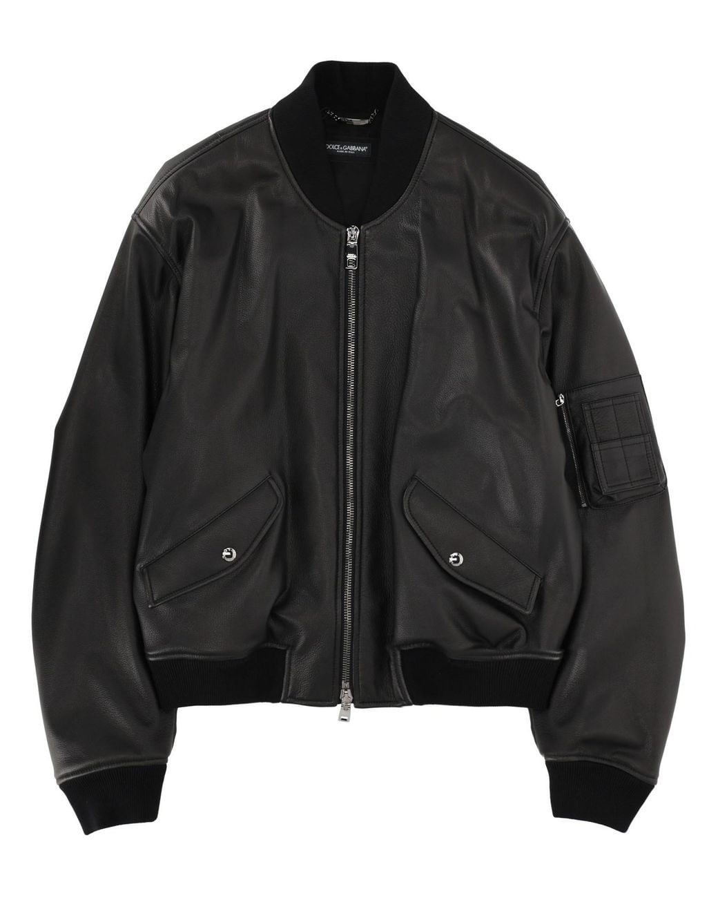 Dolce & Gabbana Black Solid Mock Collar Jacket for men