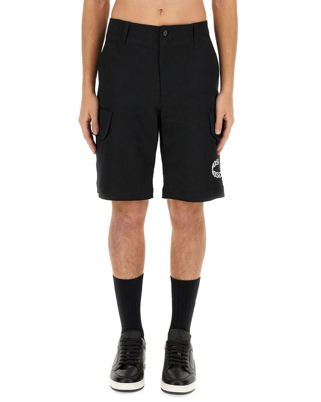 Moschino Black Relaxed-Fit Bermuda Shorts for men