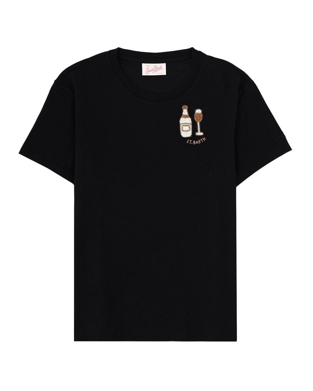 Mc2 Saint Barth Black Embellished Cotton T-Shirt