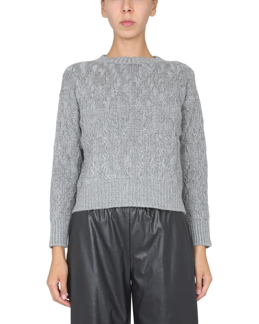 Fabiana Filippi Gray Textured Braided Knit Sweater