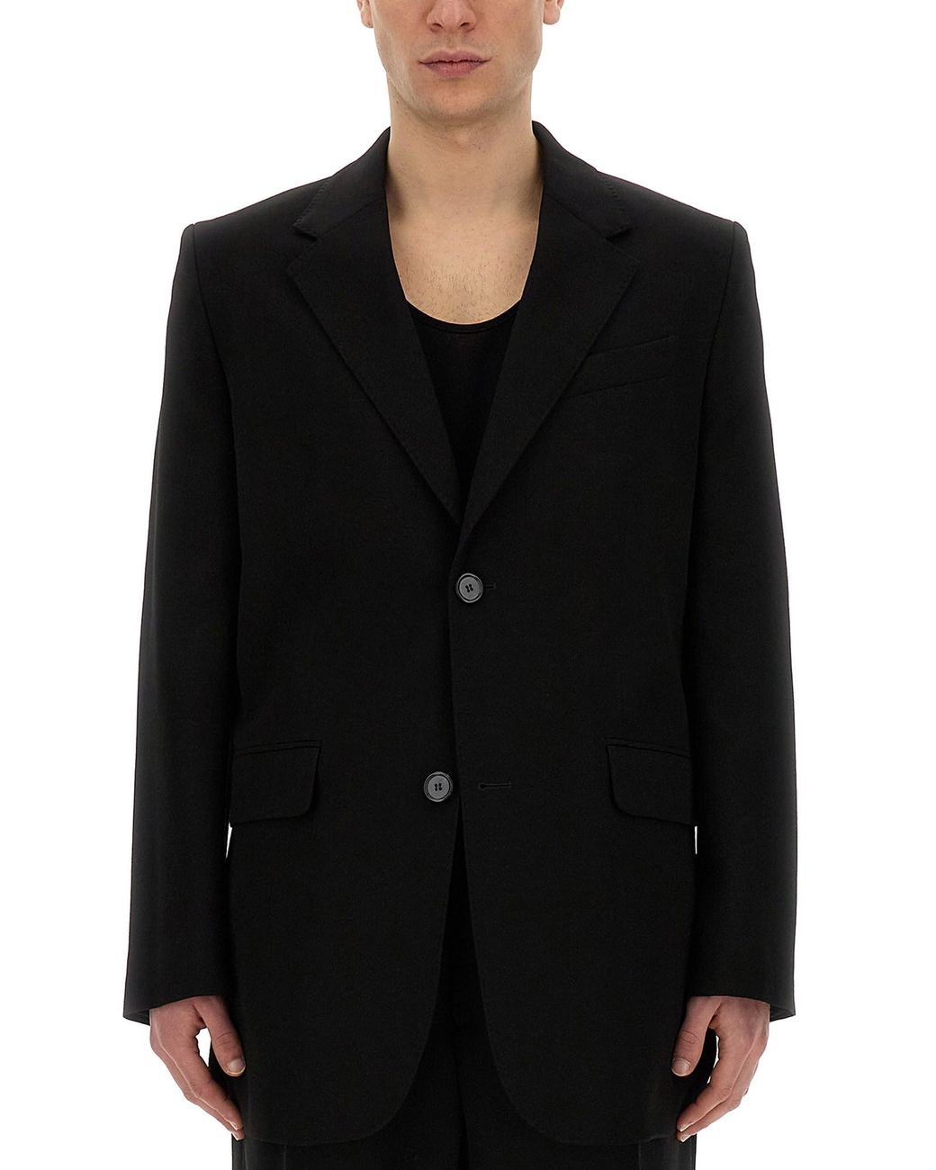 AMI Black Wool Single-Breasted Jacket for men